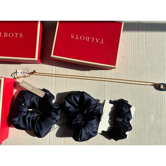 4/ $38 !NWT Talbots Womens Jewelry Necklace &3 Silk Scrunchie Pony Ties W/BOX main image 11